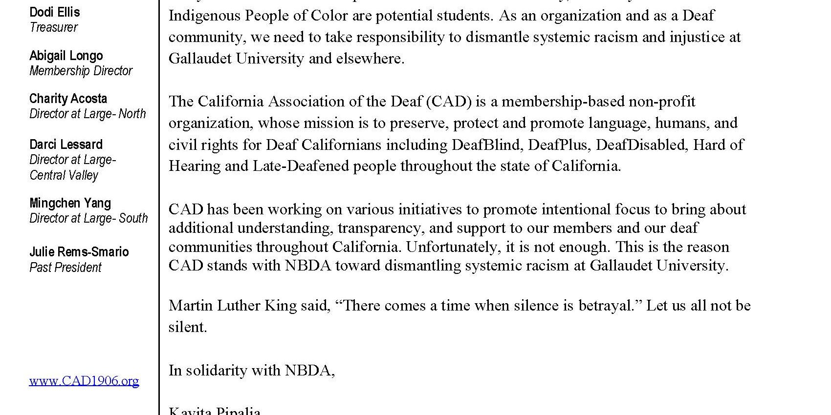 CAD ltr 2020 to Gallaudet Univeristy Board