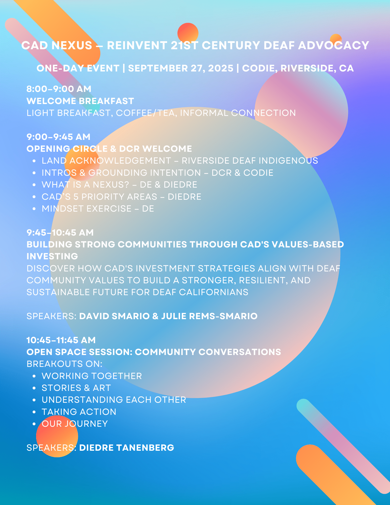 CAD Nexus Agenda | Sept 27